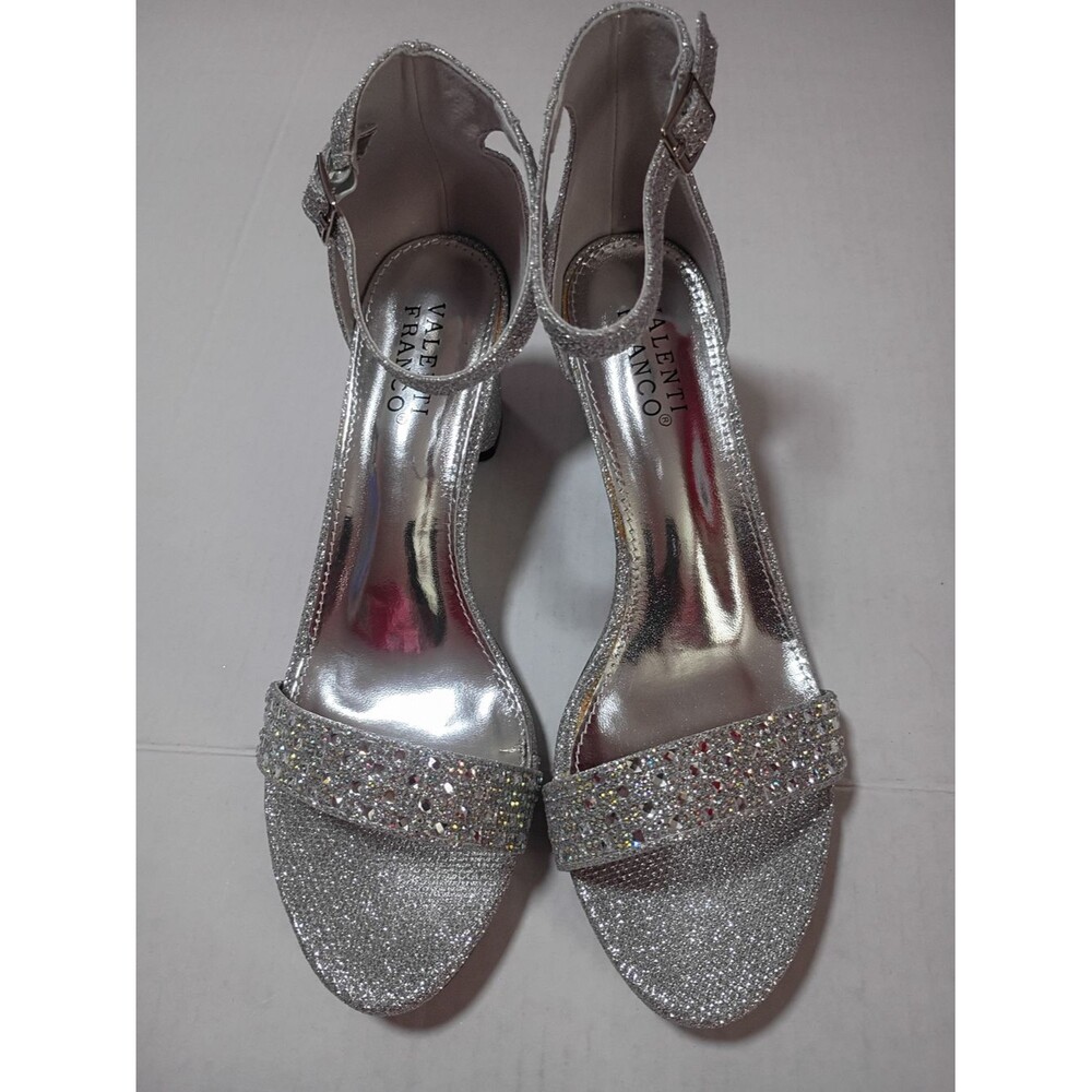 Valenti Franco Silver Glitter Ankle-Strap Hells Size 9